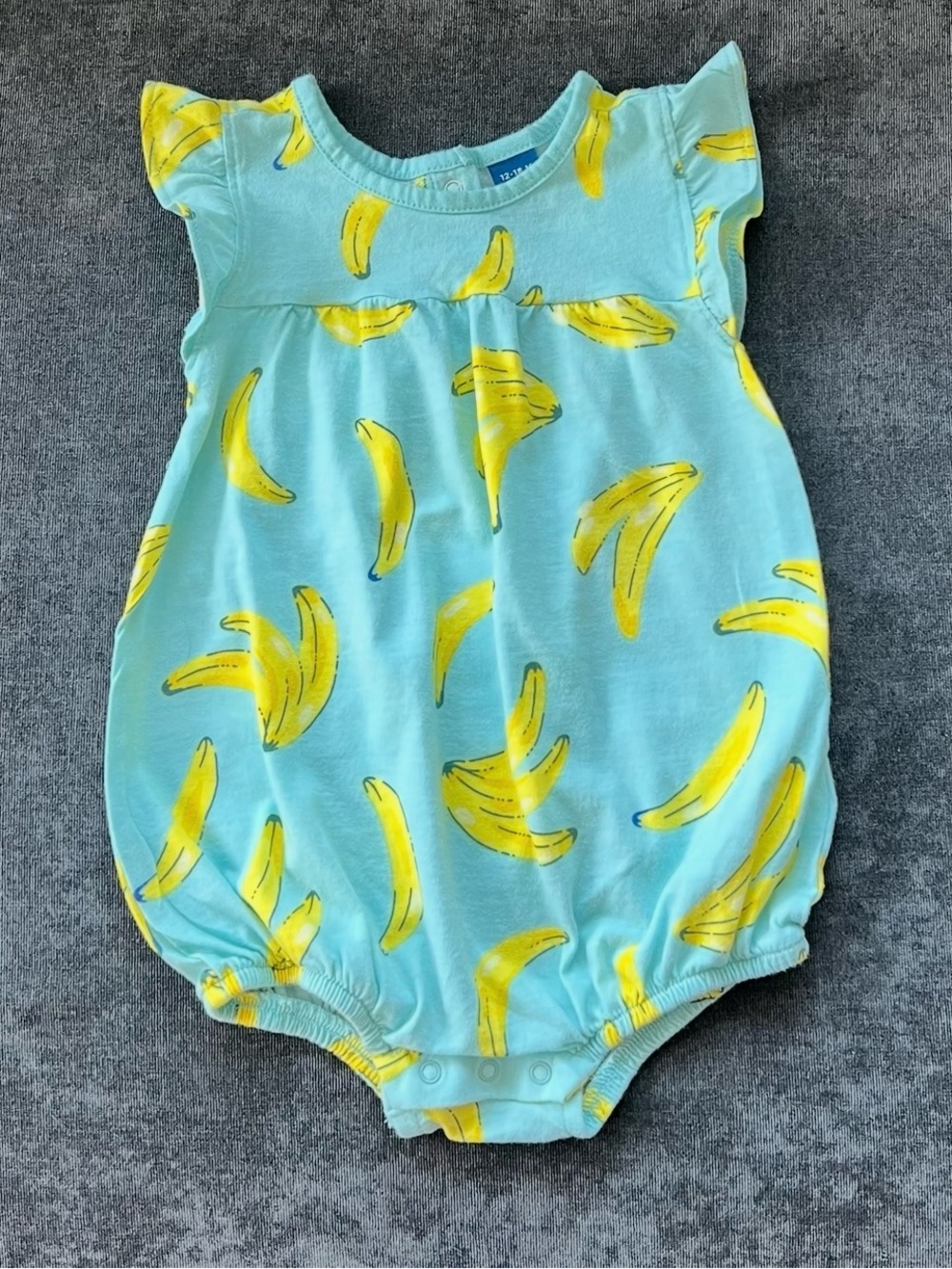 Old Navy Baby Girls Banana Print Ruffle Sleeve Bubble Size 12-18 Months